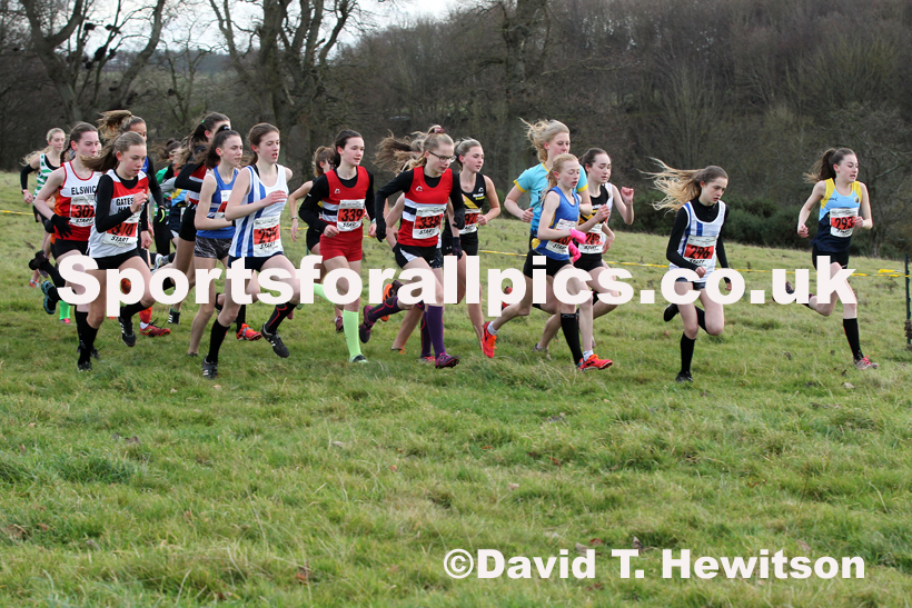 Girls under-15s cross country, 2019 North Eastern Cross Country Champs., Alnwick, Northumberland.  Photo: David T. Hewitson/Sports for All Pics